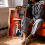 Red white abstract view painting