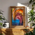 Colorful high rising wave painting
