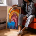 Colorful high rising wave painting