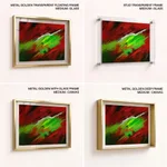 Abstract red green wind waves painting