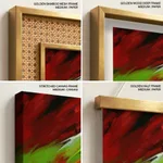 Abstract red green wind waves painting