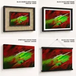 Abstract red green wind waves painting