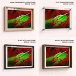 Abstract red green wind waves painting