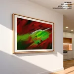 Abstract red green wind waves painting