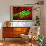 Abstract red green wind waves painting