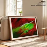 Abstract red green wind waves painting