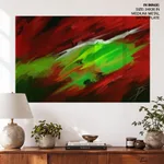 Abstract red green wind waves painting