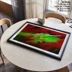 Abstract red green wind waves painting