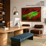 Abstract red green wind waves painting