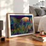 Abstract scandinavian mountain and moon