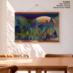 Abstract scandinavian mountain and moon