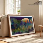Abstract scandinavian mountain and moon