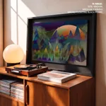 Abstract scandinavian mountain and moon