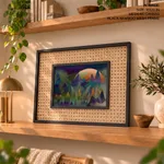 Abstract scandinavian mountain and moon