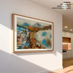 Abstract mountain and city view
