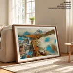 Abstract mountain and city view