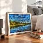 The green bank and the blues brushstroke abstract
