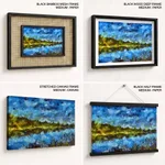 The green bank and the blues brushstroke abstract