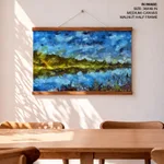 The green bank and the blues brushstroke abstract
