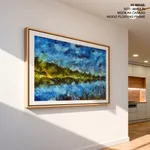 The green bank and the blues brushstroke abstract