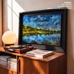 The green bank and the blues brushstroke abstract