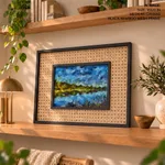 The green bank and the blues brushstroke abstract