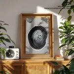 Black gray circular abstract painting