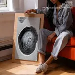 Black gray circular abstract painting