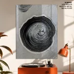 Black gray circular abstract painting