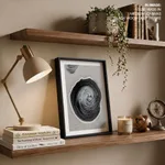 Black gray circular abstract painting