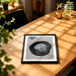Black gray circular abstract painting