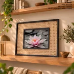 Pink lotus leaf with black and white background