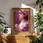 Romantic Woman with Pink Roses – Wall Art