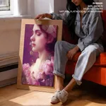 Romantic Woman with Pink Roses – Wall Art