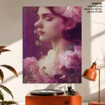 Romantic Woman with Pink Roses – Wall Art