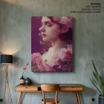 Romantic Woman with Pink Roses – Wall Art