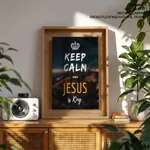 Keep Calm Jesus King Bible Verse Wall Art- Religious Wall art and decor