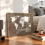 Adventure Awaits Art Poster Burlap Map Poster Home Decor Vintage Map Adventure Burlap Art Print Wall Art