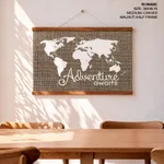 Adventure Awaits Art Poster Burlap Map Poster Home Decor Vintage Map Adventure Burlap Art Print Wall Art
