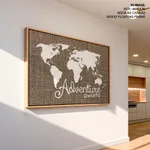 Adventure Awaits Art Poster Burlap Map Poster Home Decor Vintage Map Adventure Burlap Art Print Wall Art