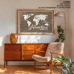 Adventure Awaits Art Poster Burlap Map Poster Home Decor Vintage Map Adventure Burlap Art Print Wall Art