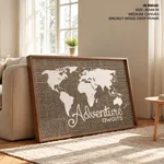 Adventure Awaits Art Poster Burlap Map Poster Home Decor Vintage Map Adventure Burlap Art Print Wall Art