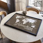 Adventure Awaits Art Poster Burlap Map Poster Home Decor Vintage Map Adventure Burlap Art Print Wall Art