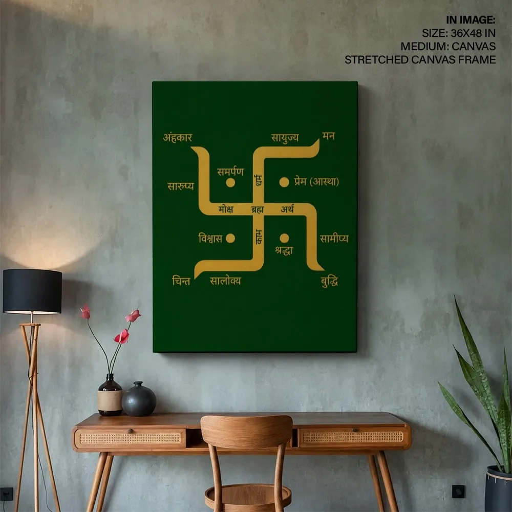 Golden Swastika Wisdom – Vastu Energy Wall Decor, Northeast, For Spiritual Purity and Peace
