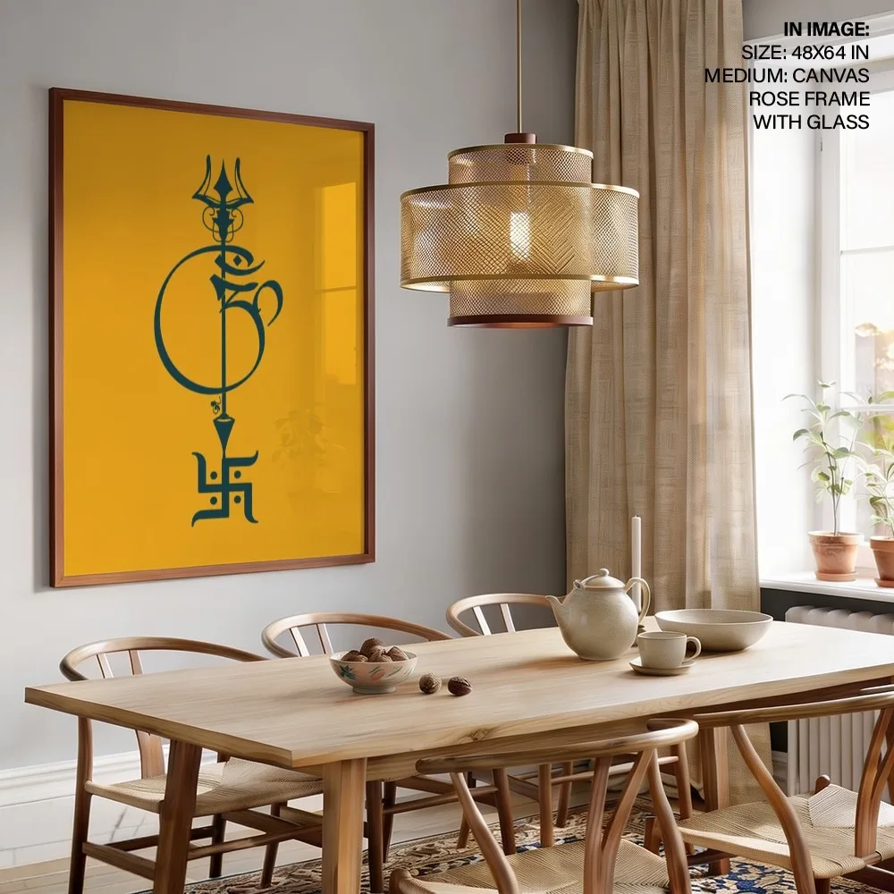 Saffron Sacred Emblem – Vastu Energy Wall Art, Northeast, For Spiritual Purity and Peace