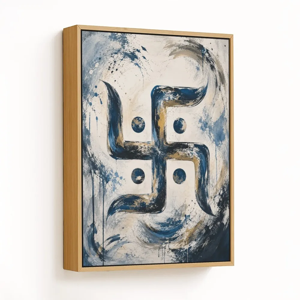 Swirling Gold Swastika – Vastu Shastra Art, Northeast, For Spiritual Purity and Peace"