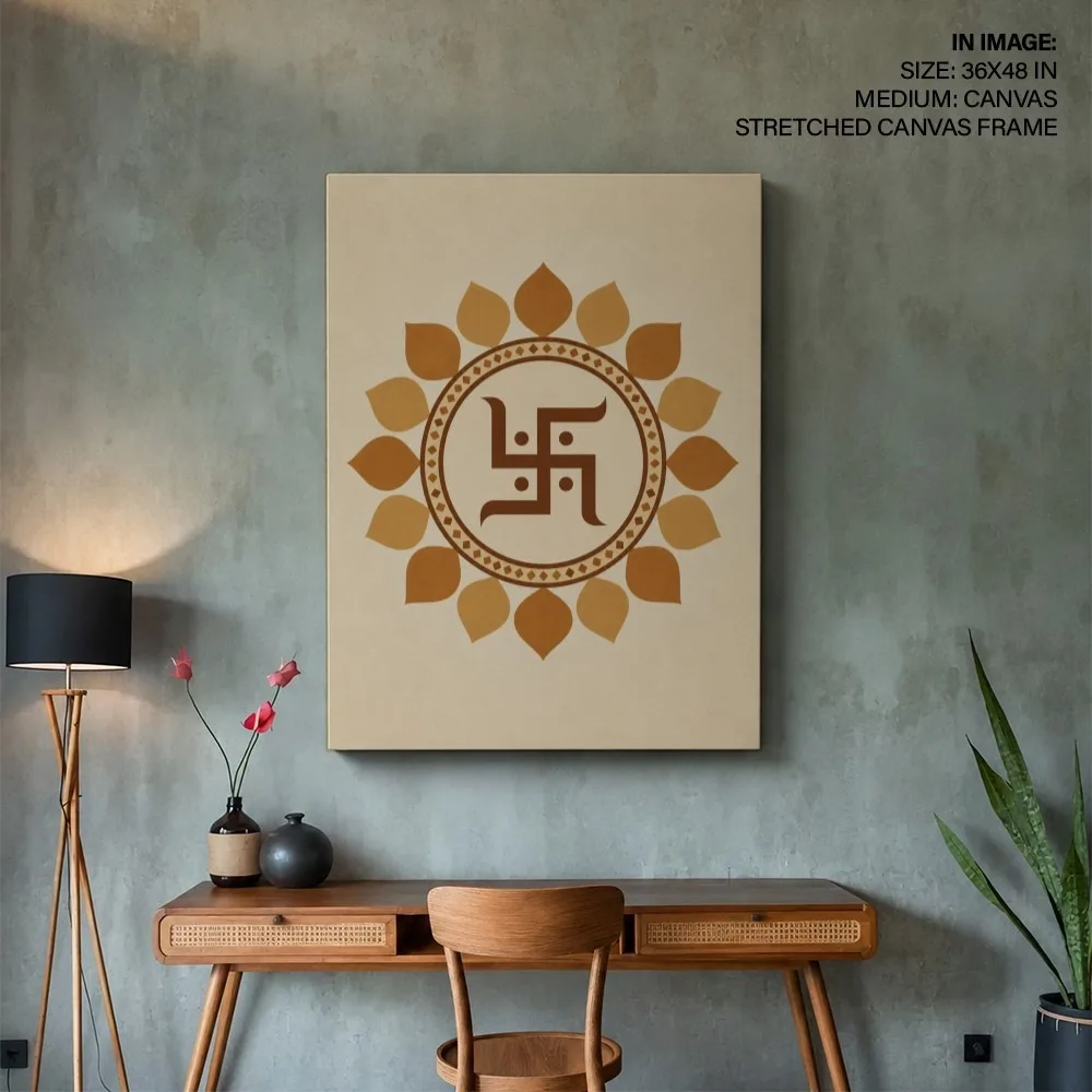Amber Swastika Sunburst – "Vastu Shastra Space Decor, Northeast, For Spiritual Purity and Peace