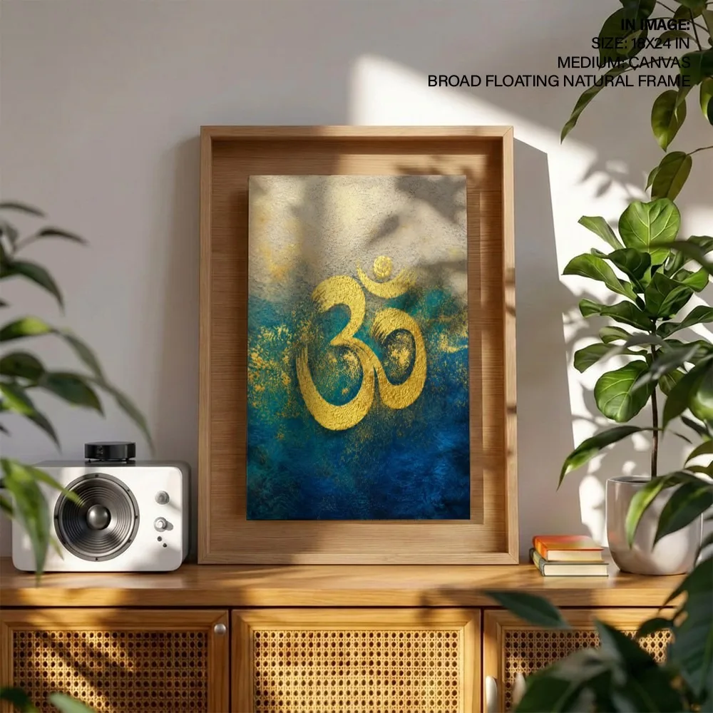 Golden Azure Om – Vastu Energy Home Decor, Northeast, For Spiritual Purity and Peace