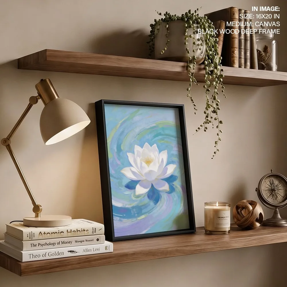 Swirling White Lotus – "Vastu Shastra Space Decor, Northeast, For Spiritual Awakening