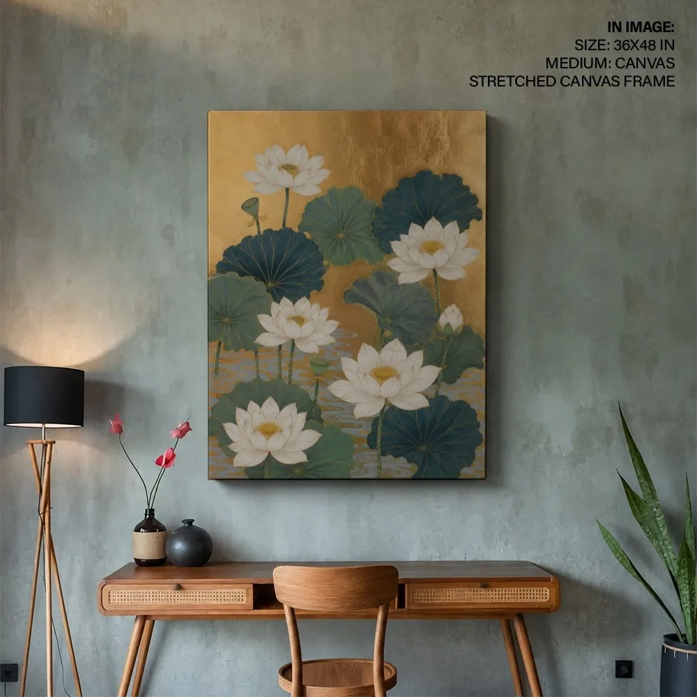 Gilded White Lotus – Vastu Home Decor, Northeast, For Spiritual Awakening